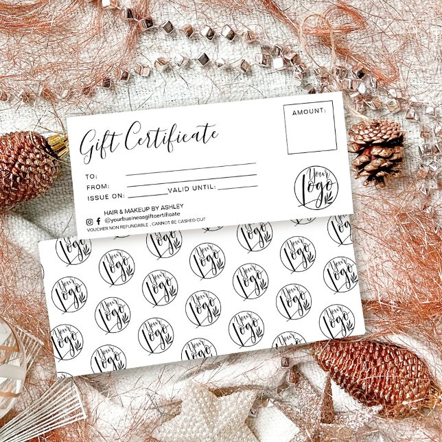 Logótipo mínimo de certificado de presente preto e (Criador carregado)