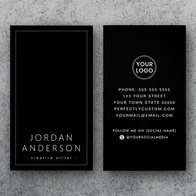 Logotipo moderno cartões de visitas pretos de mídi (Modern logo social media black business cards
)