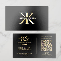 Logotipo Monograma K Elegante Preto Dourado