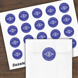 Logotipo / Obrigado Folha de adesivos Azul Redondo