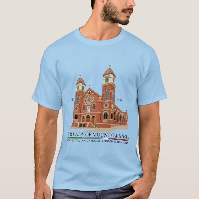 Logotipo OLMC Camisa azul clara masculina (Frente)