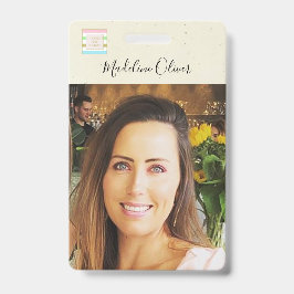 Logotipo para ID de foto Código QR Crachá Rústico 