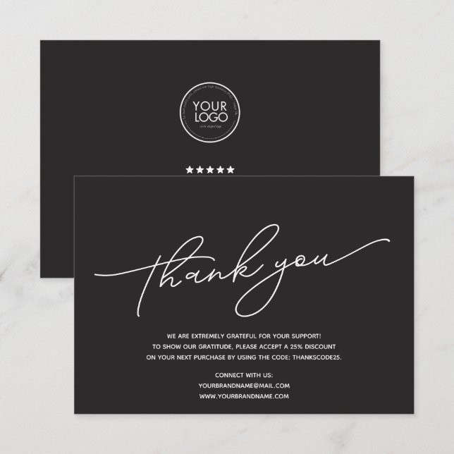 Logotipo Personalizado de Negócios Agradecimento (Frente/Verso)