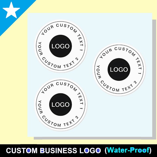 Logotipo Personalizado para Negócios | 30 Adesivos (Bulk Waterproof Stickers)