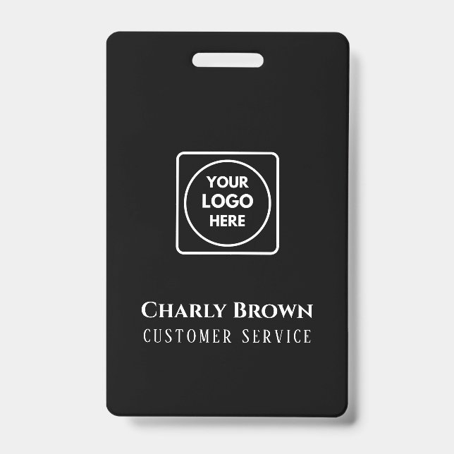 Logotipo Personalizado Preto | Crachá de Funcionár (Frente)