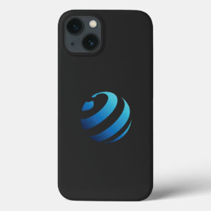 logotipo preto e azul com uma onda nele
