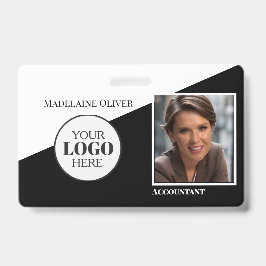 Logotipo preto e branco moderno Crachá para identi