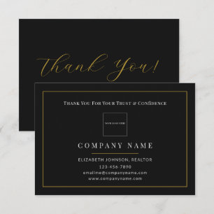 Logotipo Preto Ouro de Agradecimento ao Cliente de
