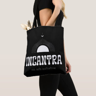logotipo principal da incantra e bolsa tote estamp