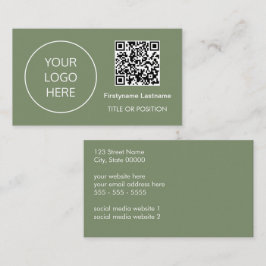 Logotipo QR Code Sage Green Cartão de visita