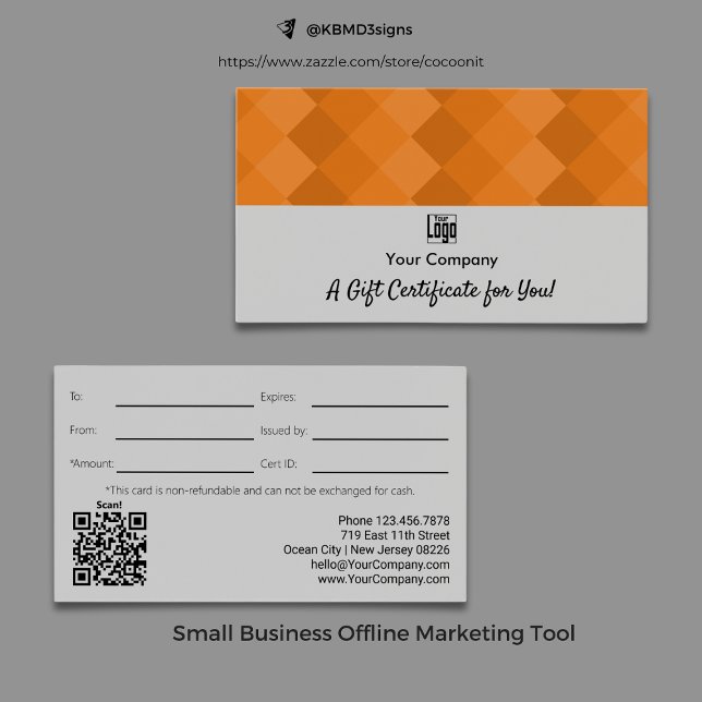 Logotipo QR Código Cinza Black Orange Gift Certifi (Logo QR Code Gray Black Orange Gift Certificate)