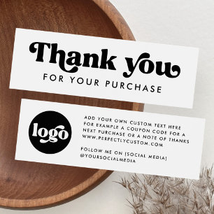Logotipo retro boho cartão de agradecimento branco