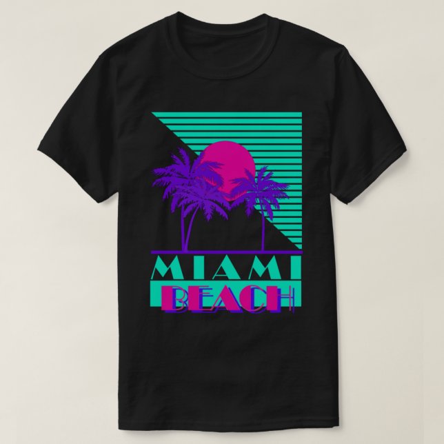 Logotipo retrô de Miami Beach 80s - Camisa essenci (Frente do Design)