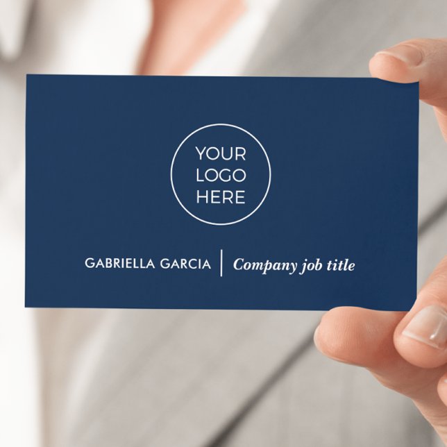 Logotipo simples Código QR Marinho Cartão de visit (Front side of card shown in 3.5 x 2.0 inch, add your business details and QR Code on the backside.)