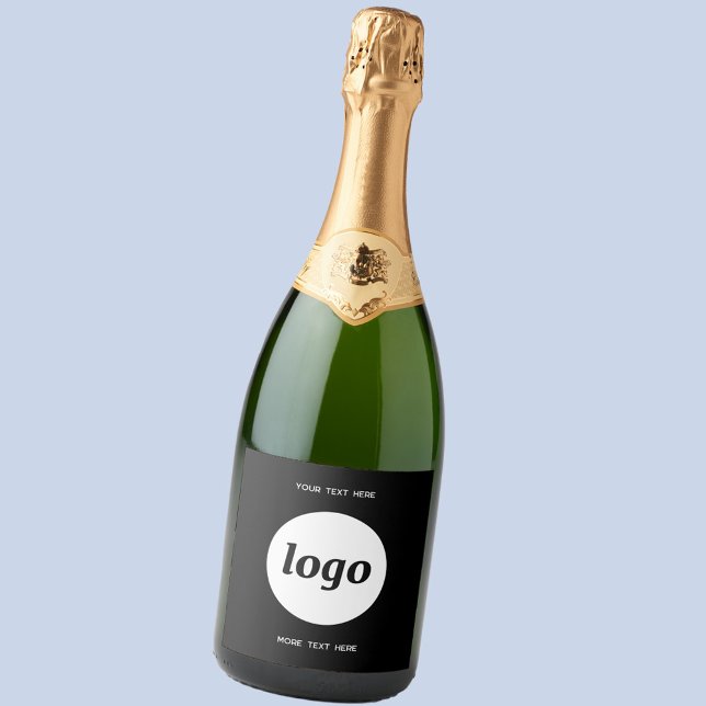 Logotipo simples com Promocional para empresa de t (Simple logo with custom text promotional business branding sparkling wine bottle label)