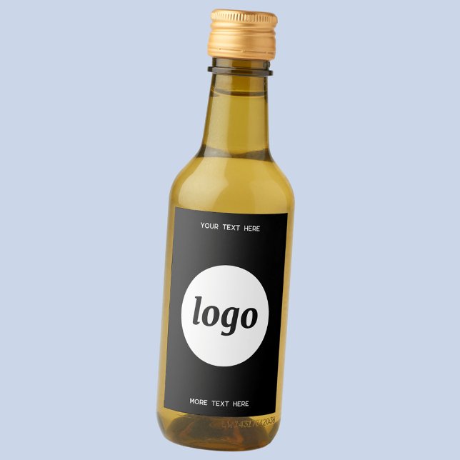 Logotipo simples com Promocional para empresa de t (Simple logo with custom text promotional business branding mini wine bottle label)