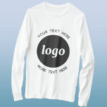 Logotipo Simples Com Texto Para Camisa De Negócios<br><div class="desc">Adicione seu próprio logotipo e escolha de texto a este design. Remova o texto superior ou inferior,  se preferir. Minimalista e profissional. Excelente para marcas de funcionários,  para eventos corporativos e shows comerciais ou como um produto promocional para seus clientes e clientes.</div>