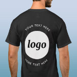 Logotipo Simples Com Texto Para Camisa De Negócios<br><div class="desc">Adicione seu próprio logotipo e escolha de texto a este design unisex impressão traseiro. Remova o texto superior ou inferior,  se preferir. Minimalista e profissional. Excelente para marcas de funcionários,  uniformes de funcionarios ou como produto de promocional para seus clientes e clientes.</div>