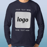 Logotipo Simples Com Texto Para Camisa De Negócios<br><div class="desc">Adicione seu próprio logotipo e escolha de texto a este design. Remova o texto superior ou inferior,  se preferir. Minimalista e profissional. Excelente de marcas de funcionários,  como uniforme,  para eventos corporativos e shows comerciais,  ou como um produto promocional para seus clientes e clientes.</div>