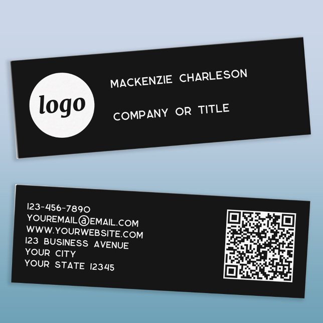 Logotipo simples e Cartão de visita preto de códig (Logo QR code and text custom business card)