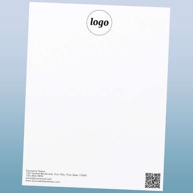 Logotipo simples QR Code Professional Letterhead (Logo QR code and custom text promotional business letterhead paper)