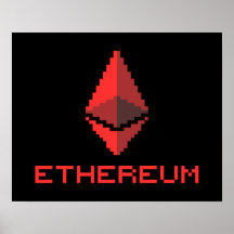 Logotipo vermelho Ethum ETH de 8 bits | POSTER