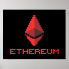 Logotipo vermelho Ethum ETH de 8 bits | POSTER