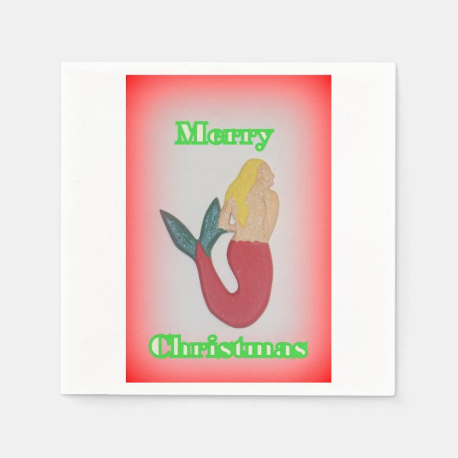 loira sereia Merry papel guardanapos de Natal (Frente)