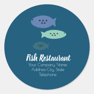 Loja de Restaurante de Peixes Etiqueta de Negócios