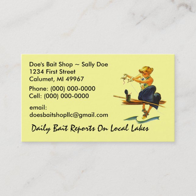 Loja retro da isca de pesca dos peixes do cartão (Frente)