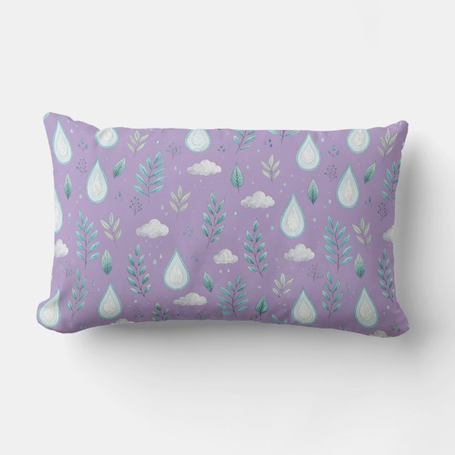 Lombar Almofada Cushion com Padrão de Nuvens Pastel Cute" (Frente)