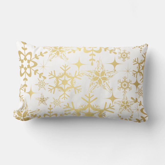 Lombar Almofada de Acabamento - Flocos de Neve de Natal (Frente)