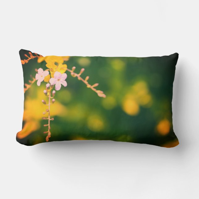 Lombar Almofada de Almofada Flores Pálidas Fundo Verde (Frente)