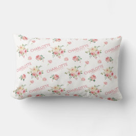Lombar Almofada de Arremesso Monogramada Floral Rosa Cora
