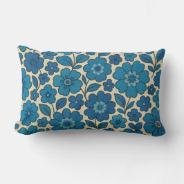 Lombar Almofada de Decoração Retro Floral Azul