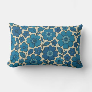 Lombar Almofada de Decoração Retro Floral Azul