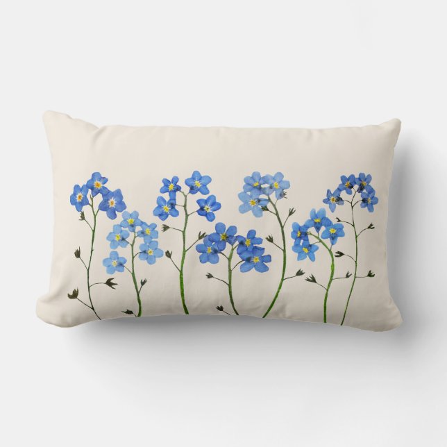 Lombar Almofada de Flores de Esqueço de Azul Natural Pres (Frente)