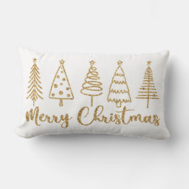 Lombar Almofada de Natal Árvore de Natal Dourada Feliz Na