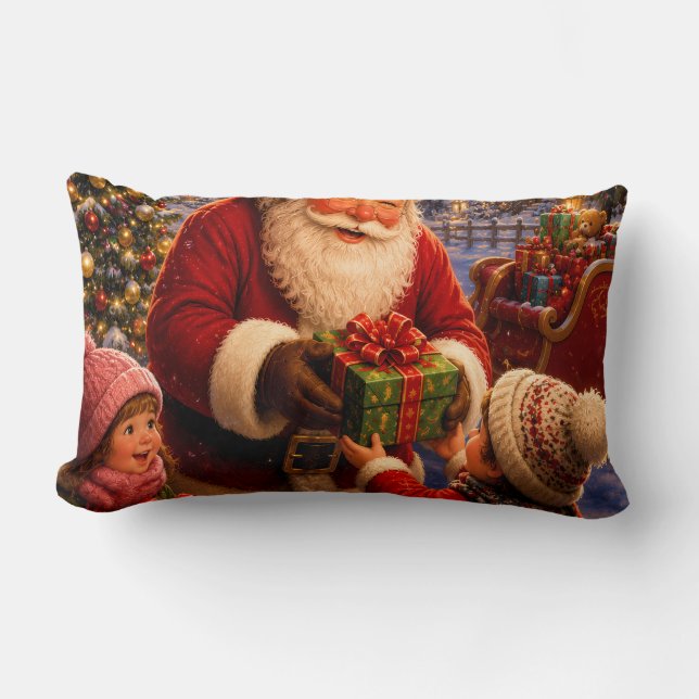 Lombar Almofada de Natal Nostálgica do Papai Noel (Frente)