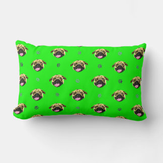 Lombar Almofada de Pug Verde e Laranja