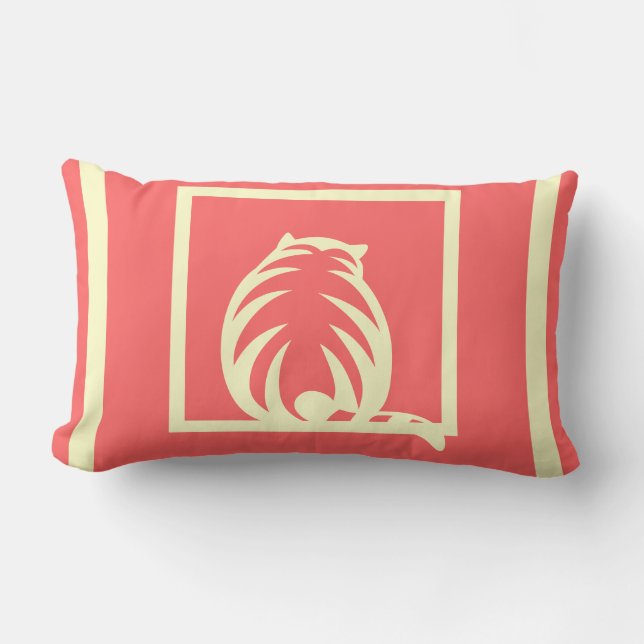 Lombar almofada moderna GATOS rosa e creme (Frente)