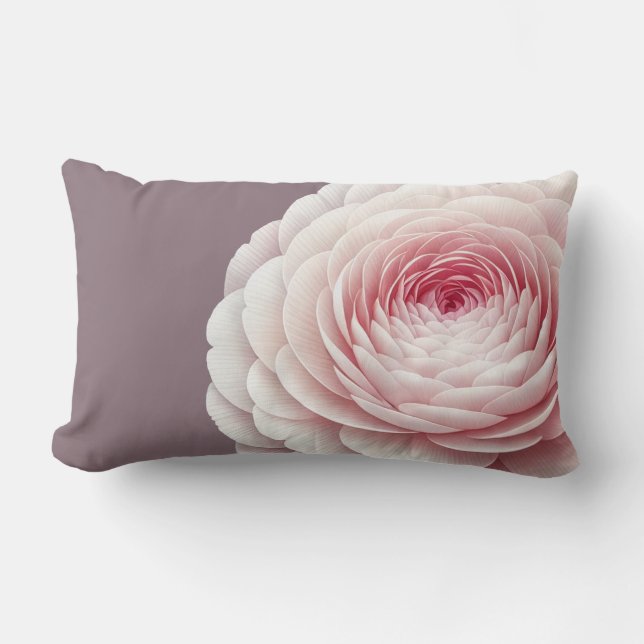 Lombar Almofada Romântica Fumê Malva Floral (Frente)