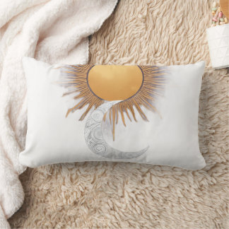 Lombar Boho Gold Sun Moon Celestial Almofada de Arremesso