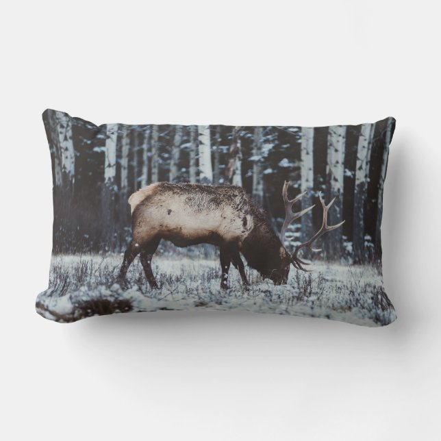 Lombar Cervo de Inverno em Almofada Decorativa de Florest (Frente)