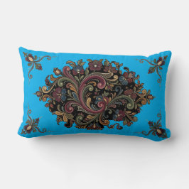 Lombar Elegante Almofada com Padrão Rosemaling Vintage