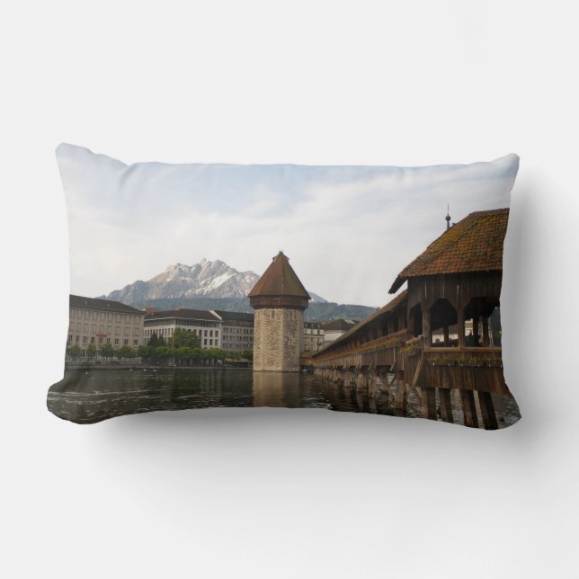 Lombar Kappelbrücke velha Luzern almofada (Frente)