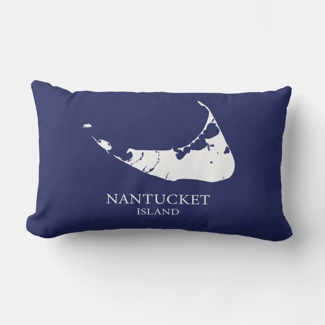 Lombar Mapa da Ilha Nantucket azul marinho Almofada lomba (Frente)