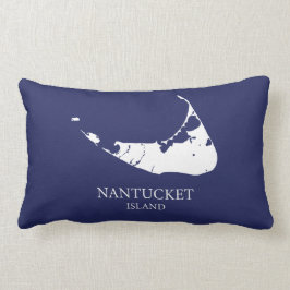 Lombar Mapa da Ilha Nantucket azul marinho Almofada lomba