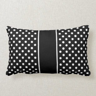 Lombar Travesseiro Preto Branco Bolinhas Almofada