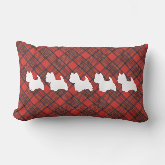 Lombar Westie em ALMOFADA de Tartan (Frente)
